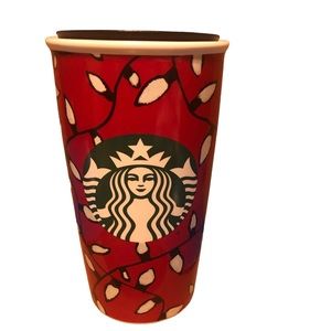 Starbucks 2016 Red Christmas lights traveler Tumbler
